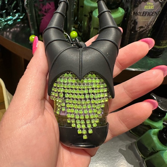 NWT Black and Green Maleficent Horns Keychain Pocketbac Holder & 1 oz sanitizer - Picture 1 of 3